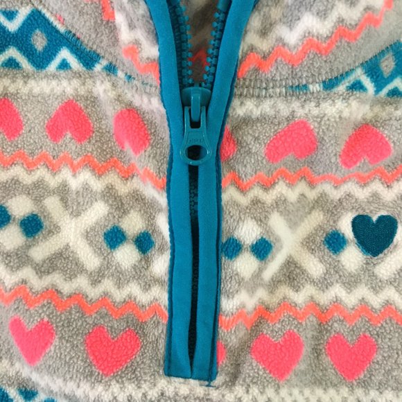 OshKosh B'Gosh Quarter-Zip Microfleece Pullover, Gray Fair Isle Print, Size 6 - Picture 3 of 6